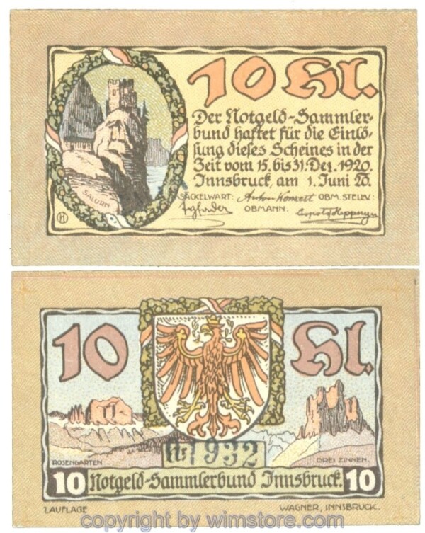 Innsbruck, Prv. Notgeld-Sammlerbund, J00412Ie, 10 Heller; 1