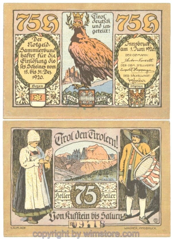 Innsbruck, Prv. Notgeld-Sammlerbund, J00412Ie, 75 Heller; 1