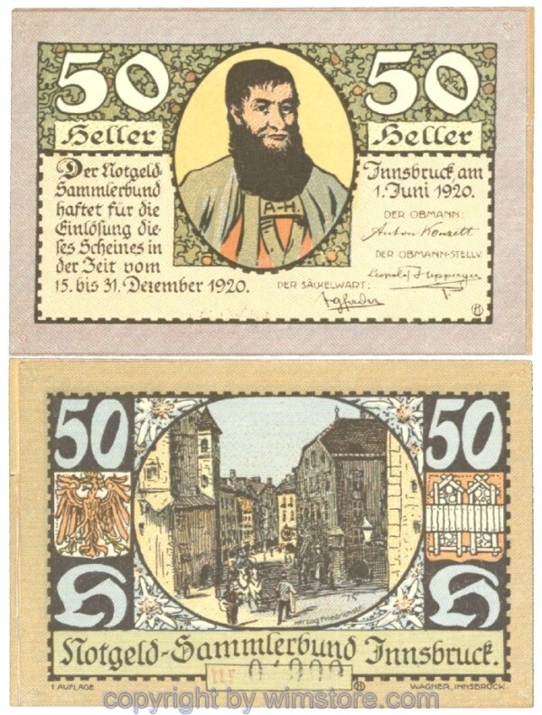 Innsbruck, Prv. Notgeld-Sammlerbund, J00412If, 50 Heller; 1