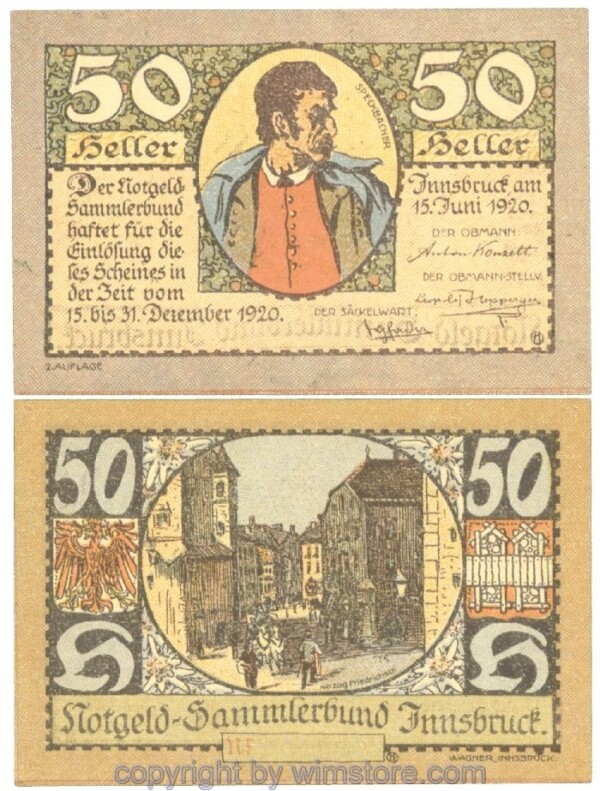 Innsbruck, Prv. Notgeld-Sammlerbund, J00412IIa, 50 Heller; 1
