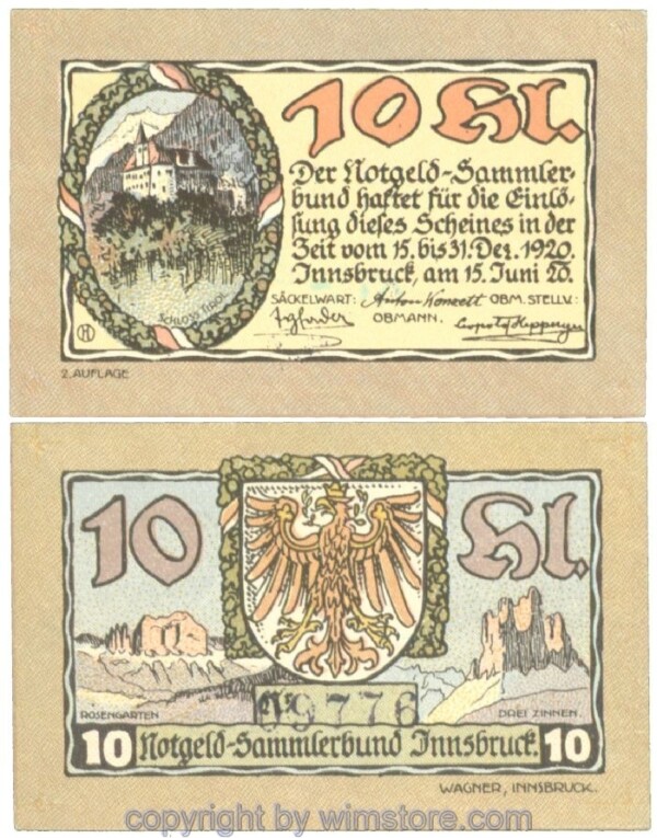 Innsbruck, Prv. Notgeld-Sammlerbund, J00412IIe, 10 Heller; 1