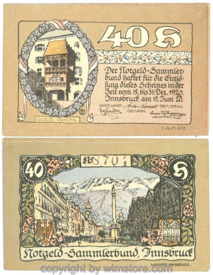 sn107197 Innsbruck, Prv. Notgeld-Sammlerbund, J00412IIe, 40 Heller; 1