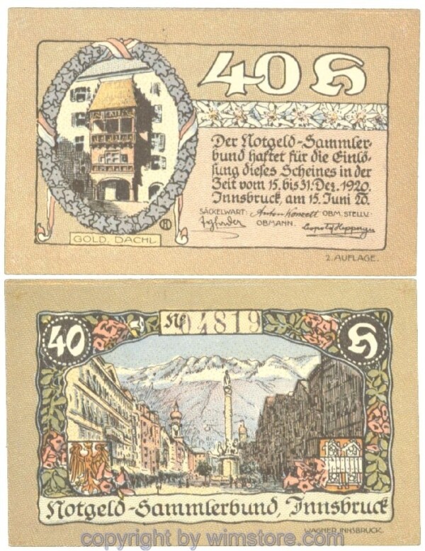 Innsbruck, Prv. Notgeld-Sammlerbund, J00412IIf, 40 Heller; 1