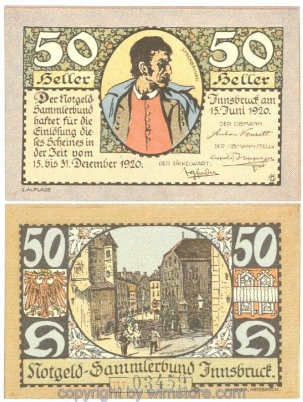 Innsbruck, Prv. Notgeld-Sammlerbund, J00412IIf, 50 Heller; 1