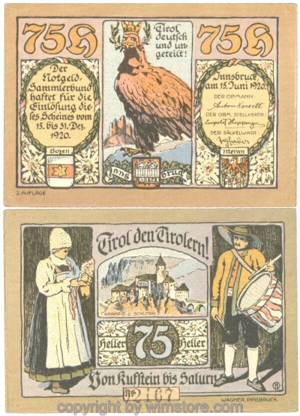 Innsbruck, Prv. Notgeld-Sammlerbund, J00412IIf, 75 Heller; 1