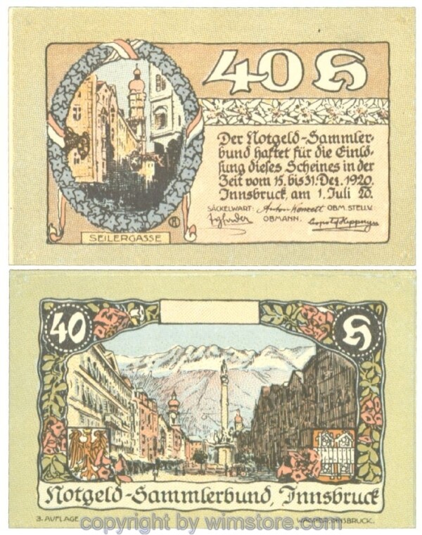 Innsbruck, Prv. Notgeld-Sammlerbund, J00412IIIa, 40 Heller; 1