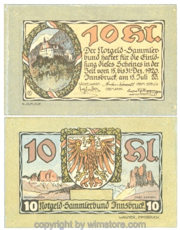 Innsbruck, Prv. Notgeld-Sammlerbund, J00412IVa, 10 Heller; 1
