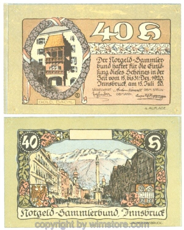 Innsbruck, Prv. Notgeld-Sammlerbund, J00412IVa, 40 Heller; 1