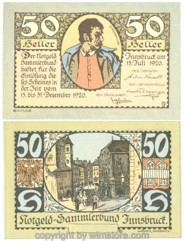 Innsbruck, Prv. Notgeld-Sammlerbund, J00412IVa, 50 Heller; 1