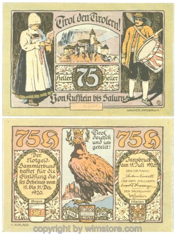 Innsbruck, Prv. Notgeld-Sammlerbund, J00412IVa, 75 Heller; 1