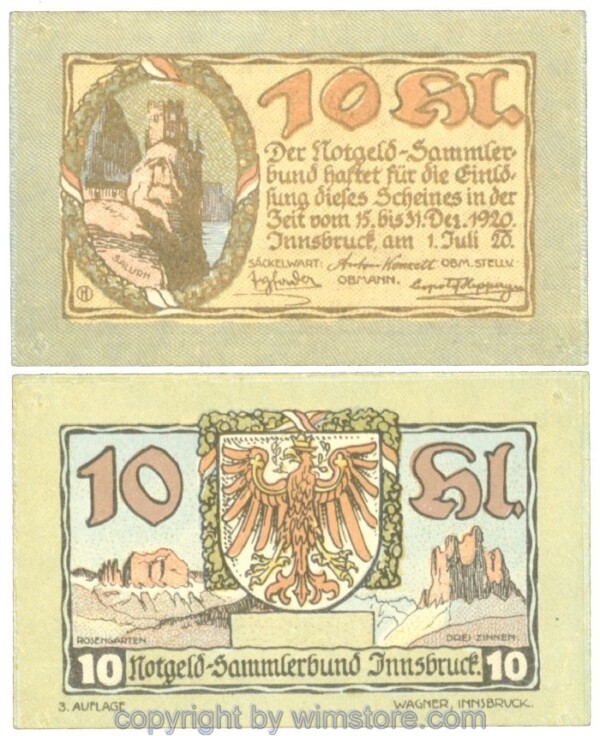 Innsbruck, Prv. Notgeld-Sammlerbund, J00412Sa, 10 Heller; 1