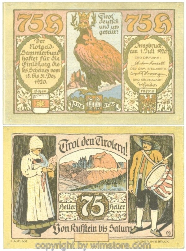 Innsbruck, Prv. Notgeld-Sammlerbund, J00412Sa, 75 Heller; 1