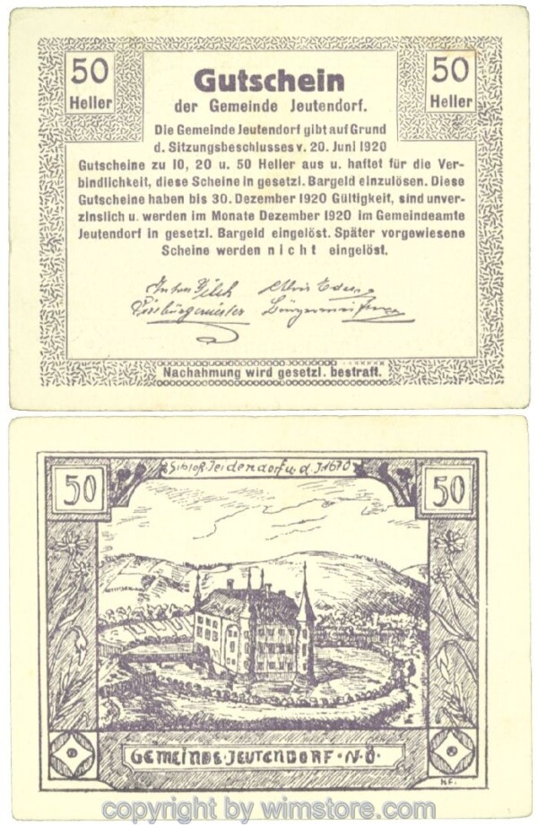 Jeutendorf, J00418a1, 50 Heller; I-