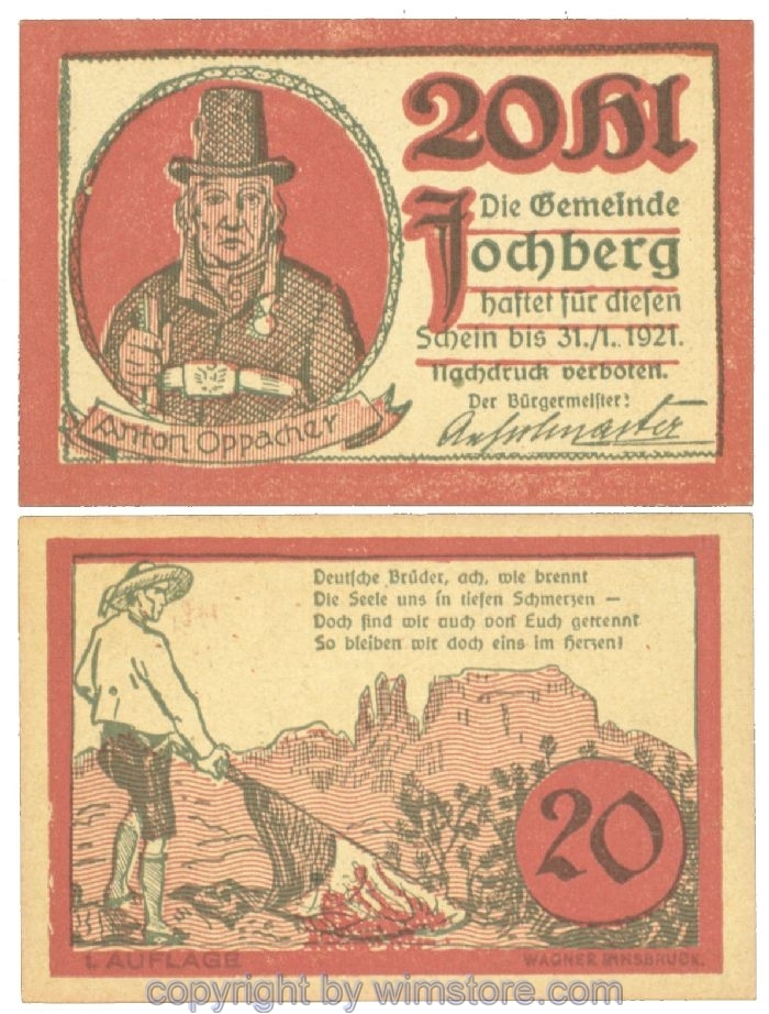 sn107303 Jochberg, J00419a, 20 Heller; 1
