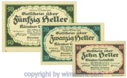 Kärntner Landeskasse, J00427, Serie 10, 20, 50 Heller; 1