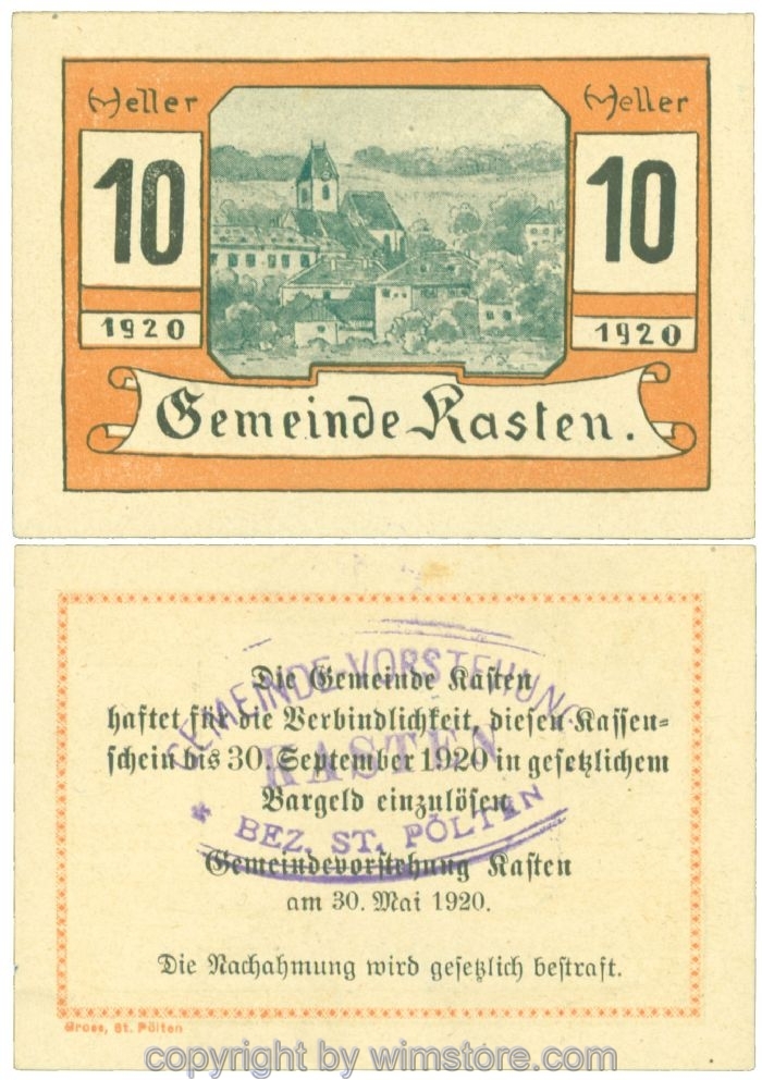 Kasten, J00428d1, 10 Heller; I