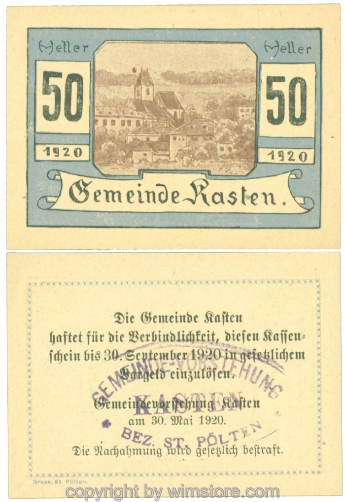 Kasten, J00428d1, 50 Heller; I