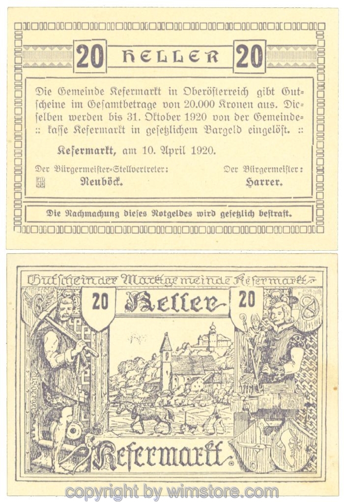 sn107371 Kefermarkt, J00429, 20 Heller; 1