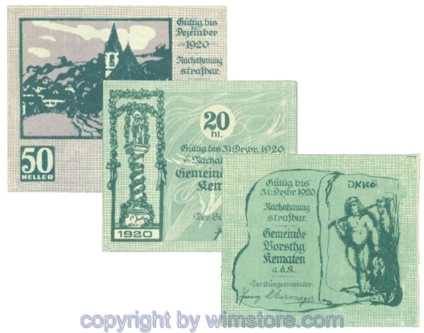 Kematen an der Krems, J00430a, Serie 10, 20, 50 Heller; 1