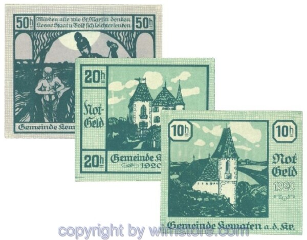 Kematen an der Krems, J00430a, Serie 10, 20, 50 Heller; 1