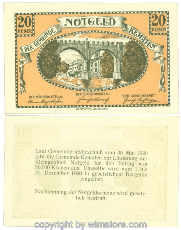 Kematen, J00431, 20 Heller; I