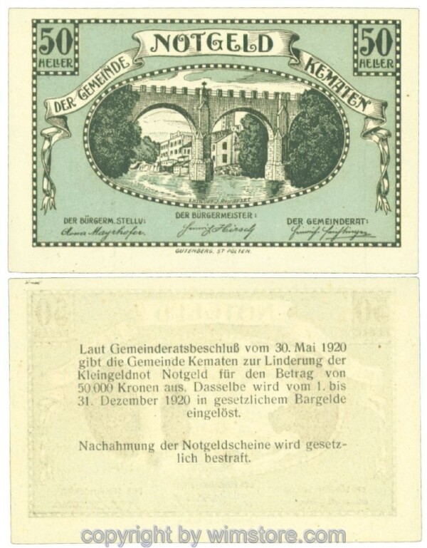 Kematen, J00431, 50 Heller; I