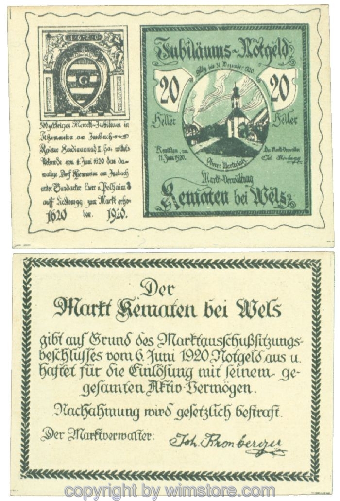sn107398 Kematen bei Wels, J00432a, 20 Heller; 1