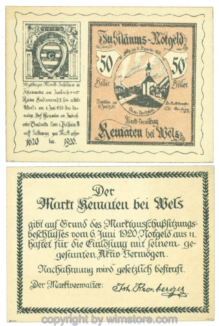 sn107399 Kematen bei Wels, J00432a, 50 Heller; 1