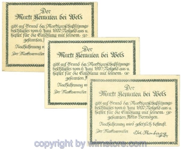 Kematen bei Wels, J00432a, Serie 20, 50, 80 Heller; 1