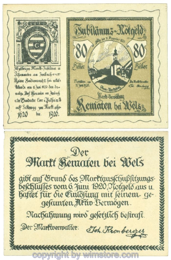 sn107401 Kematen bei Wels, J00432b, 80 Heller; 1