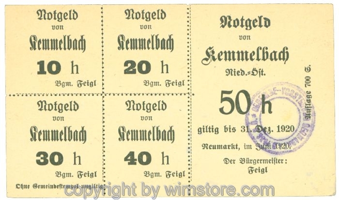 Kemmelbach, J00433SId, Serie 10, 20, 30, 40, 50 Heller; I