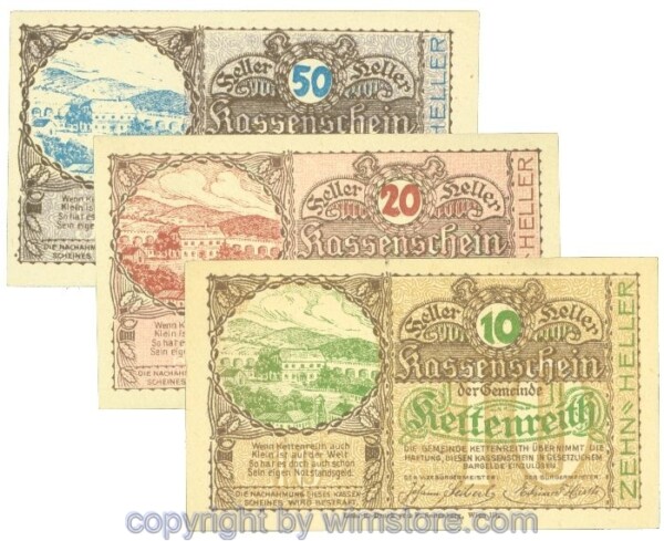 Kettenreith, J00435a, Serie 10, 20, 50 Heller; I
