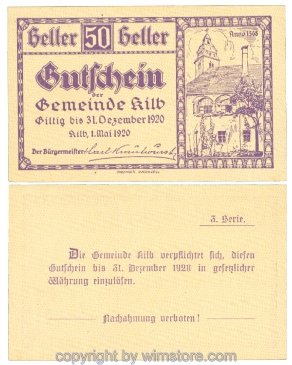 Kilb (Marktgemeinde), J00436IIa, 50 Heller; I