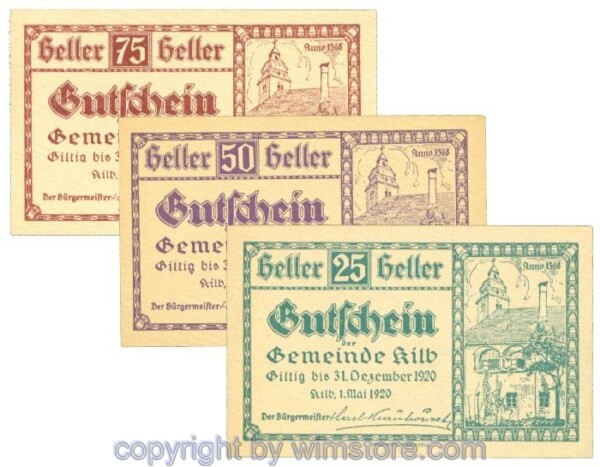 Kilb (Marktgemeinde), J00436IIa, Serie 25, 50, 75 Heller; I