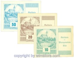 Kilb, Prv. Pfarrgemeinde, J00437II, Serie 10, 20, 50 Heller; I