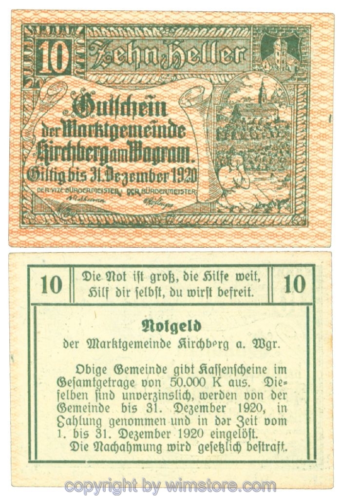 Kirchberg am Wagram, J00439Ia5, 10 Heller; I