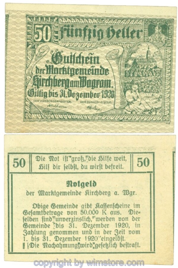 Kirchberg am Wagram, J00439Ia30, 50 Heller; I