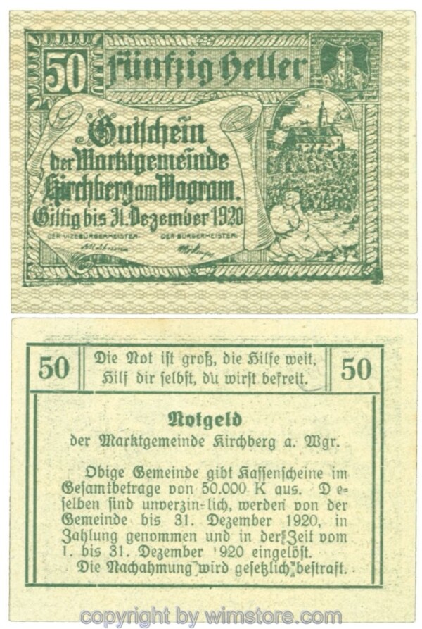 Kirchberg am Wagram, J00439Ia34, 50 Heller; I