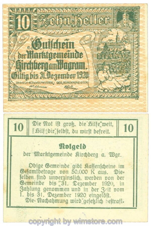 Kirchberg am Wagram, J00439Ia35, 10 Heller; I