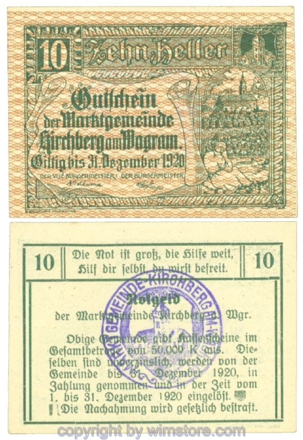 Kirchberg am Wagram, J00439Ib29, 10 Heller; I