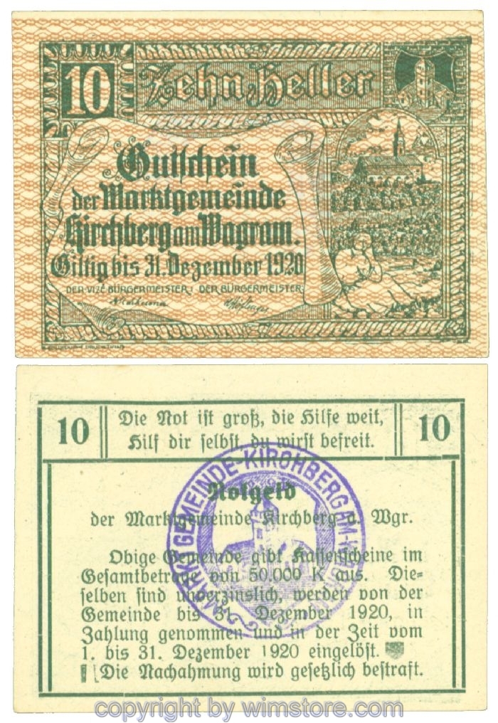 Kirchberg am Wagram, J00439Ib29, 10 Heller; I