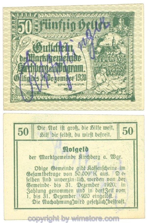 Kirchberg am Wagram, J00439Ic34, 50 Heller; I
