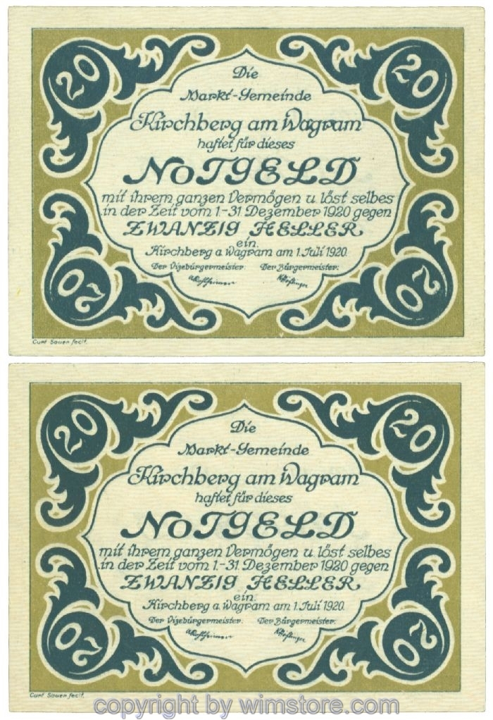 Kirchberg am Wagram, J00439IIa1, 20 Heller; I