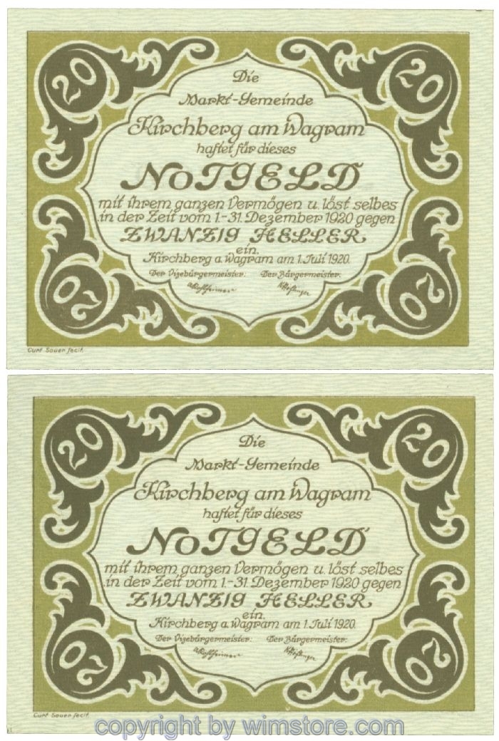 Kirchberg am Wagram, J00439IIa2, 20 Heller; I