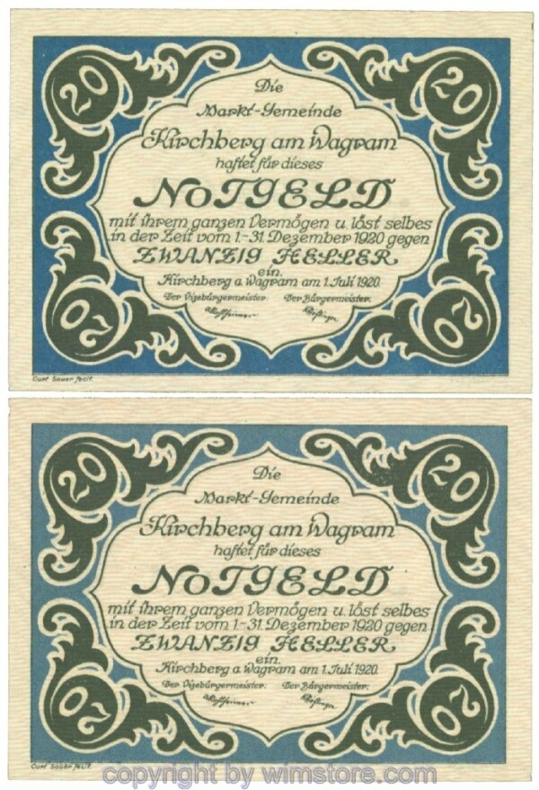 Kirchberg am Wagram, J00439IIa3, 20 Heller; I