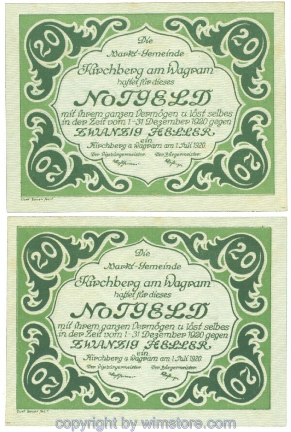 Kirchberg am Wagram, J00439IIa4, 20 Heller; I