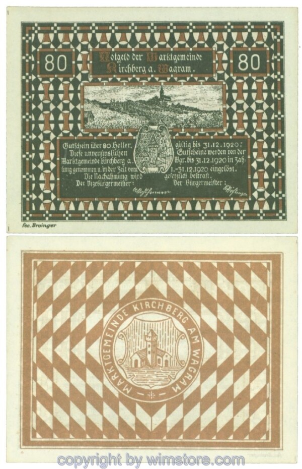 Kirchberg am Wagram, J00439IIb2, 80 Heller; I
