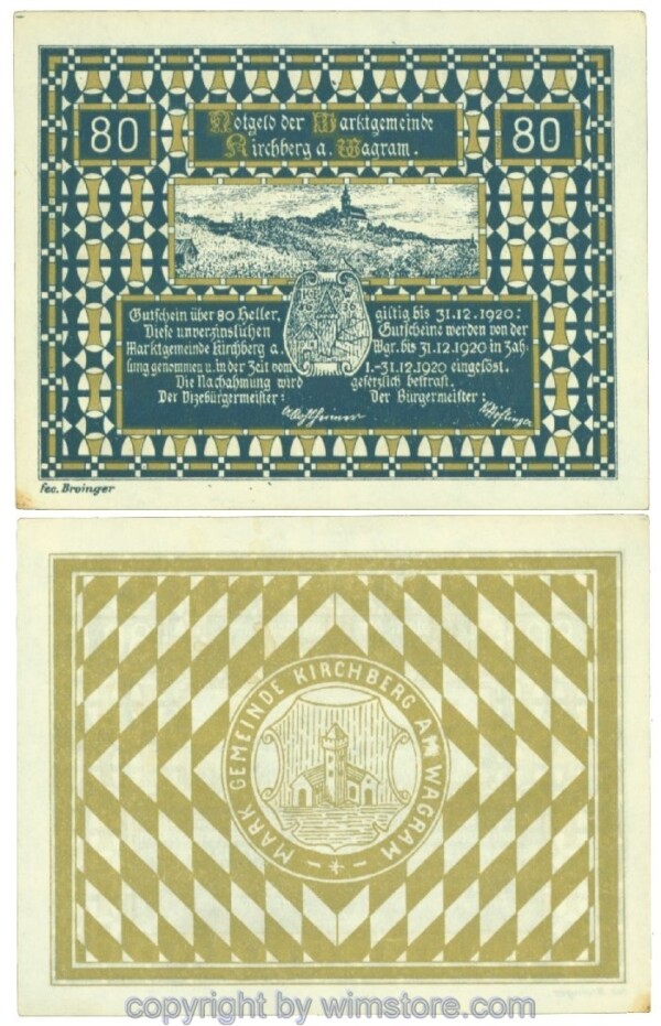 Kirchberg am Wagram, J00439IIb3, 80 Heller; I