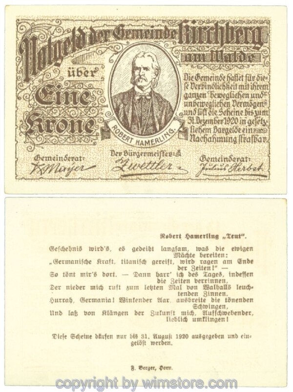 Kirchberg am Walde, J00440a, 1 Krone; I-