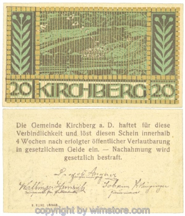 Kirchberg an der Donau, J00441SIe1, 20 Heller; 1